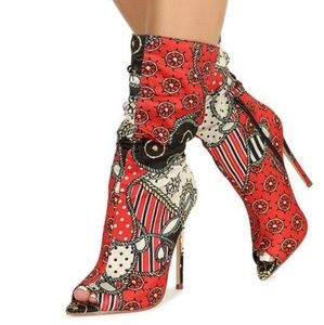 Kylie Nautical Pointed Peep Toe Stiletto Boot